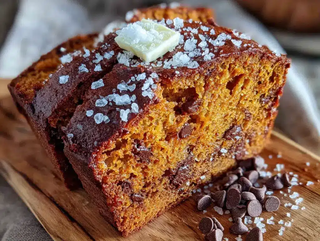 brown butter pumpkin chocolate chip bread - featured image