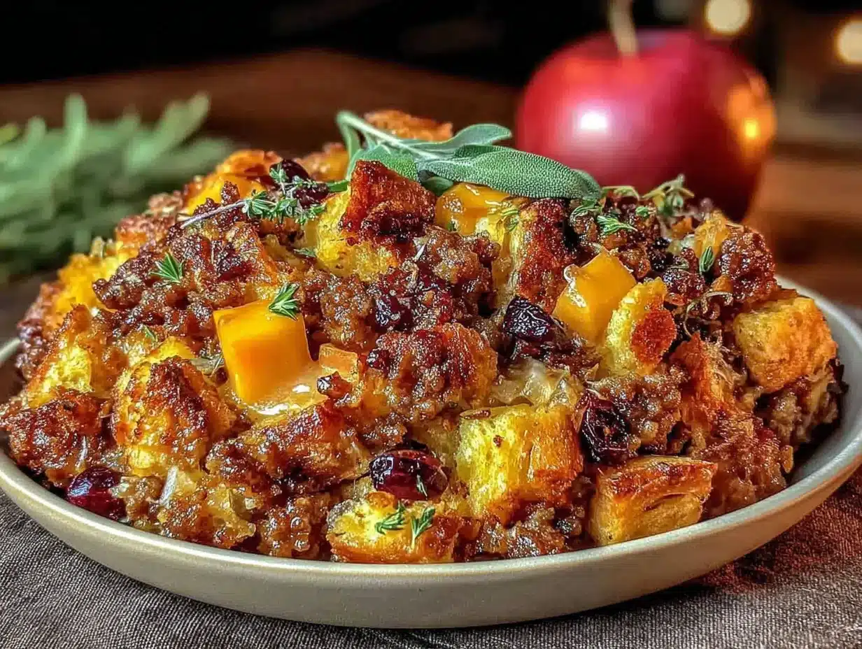 brown butter sage stuffing with sausage and apples preparation steps