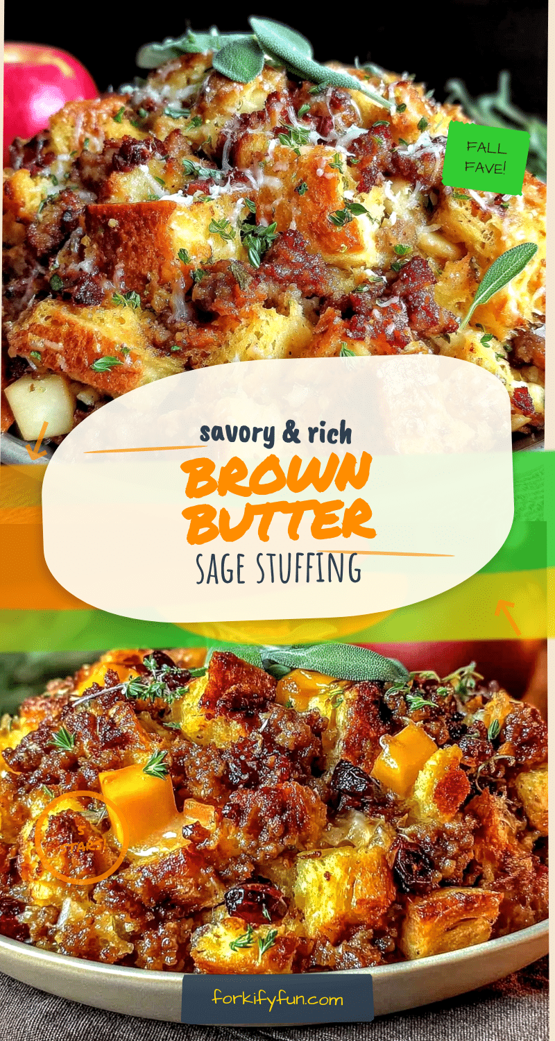 brown butter sage stuffing with sausage and apples recipe