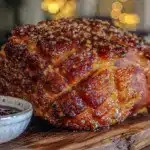 brown sugar bourbon glazed ham - featured image