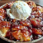 brown sugar bourbon peach cobbler - featured image