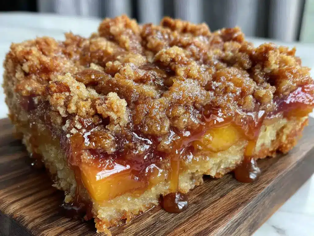 brown sugar peach cobbler bars - featured image