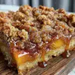 brown sugar peach cobbler bars - featured image