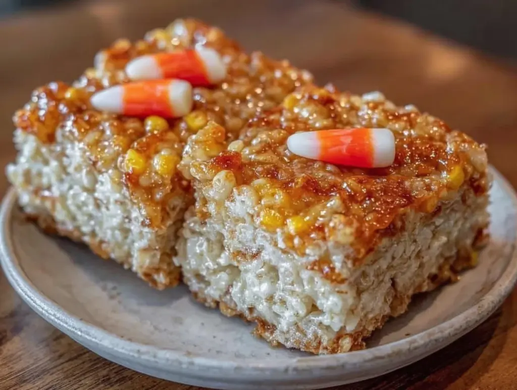candy corn rice krispie treats - featured image