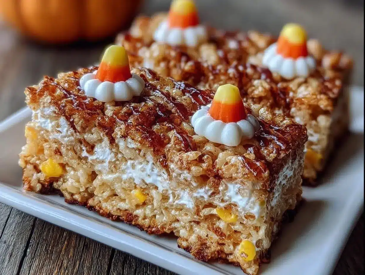 candy corn rice krispie treats preparation steps