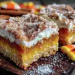 candy corn sugar cookie bars - featured image