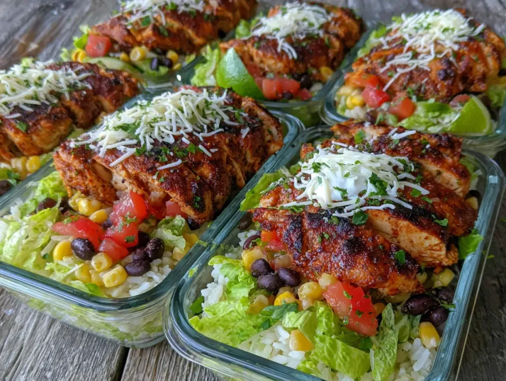 copycat chipotle chicken bowl meal prep - featured image