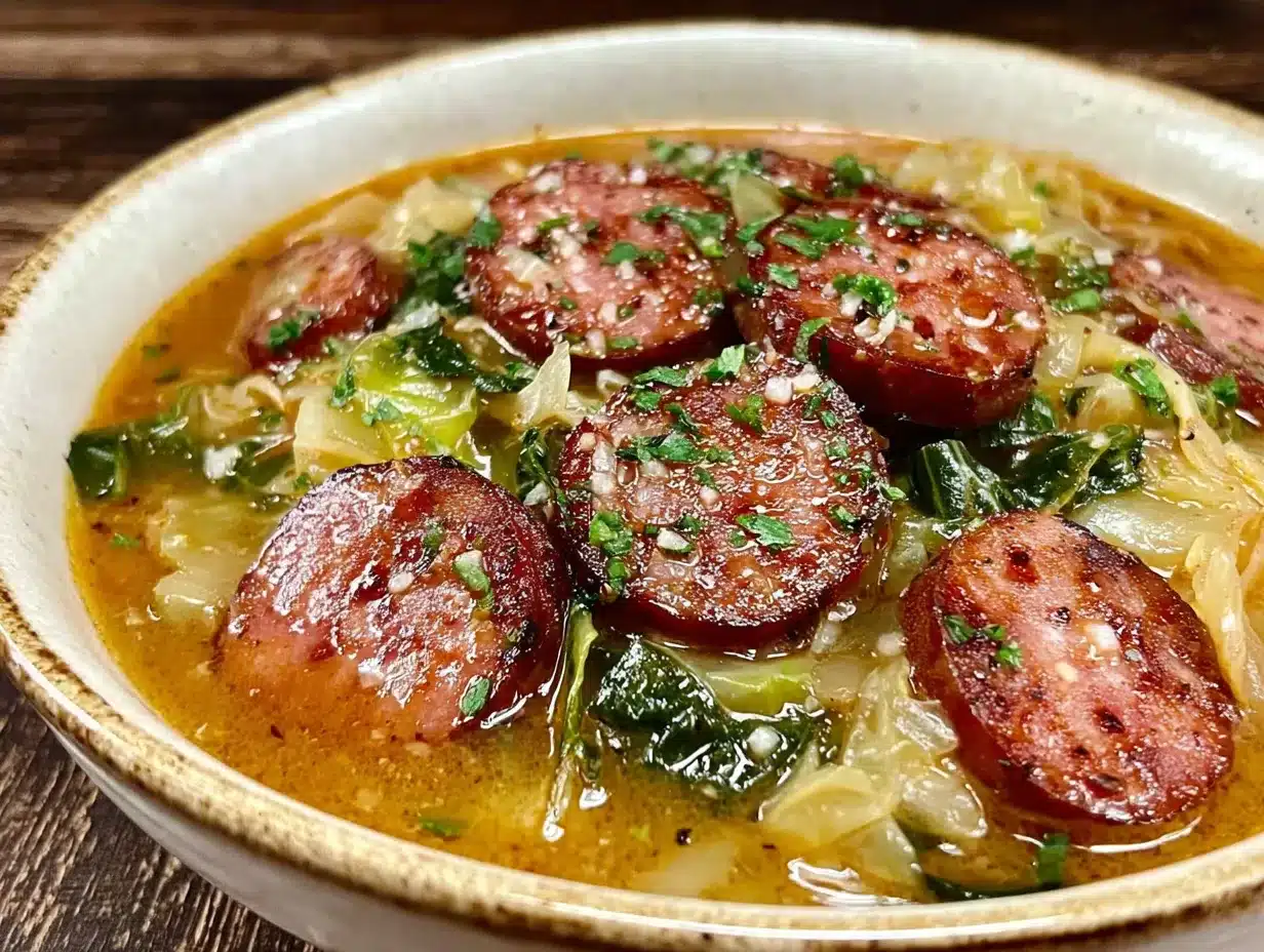 cozy kielbasa and cabbage soup preparation steps