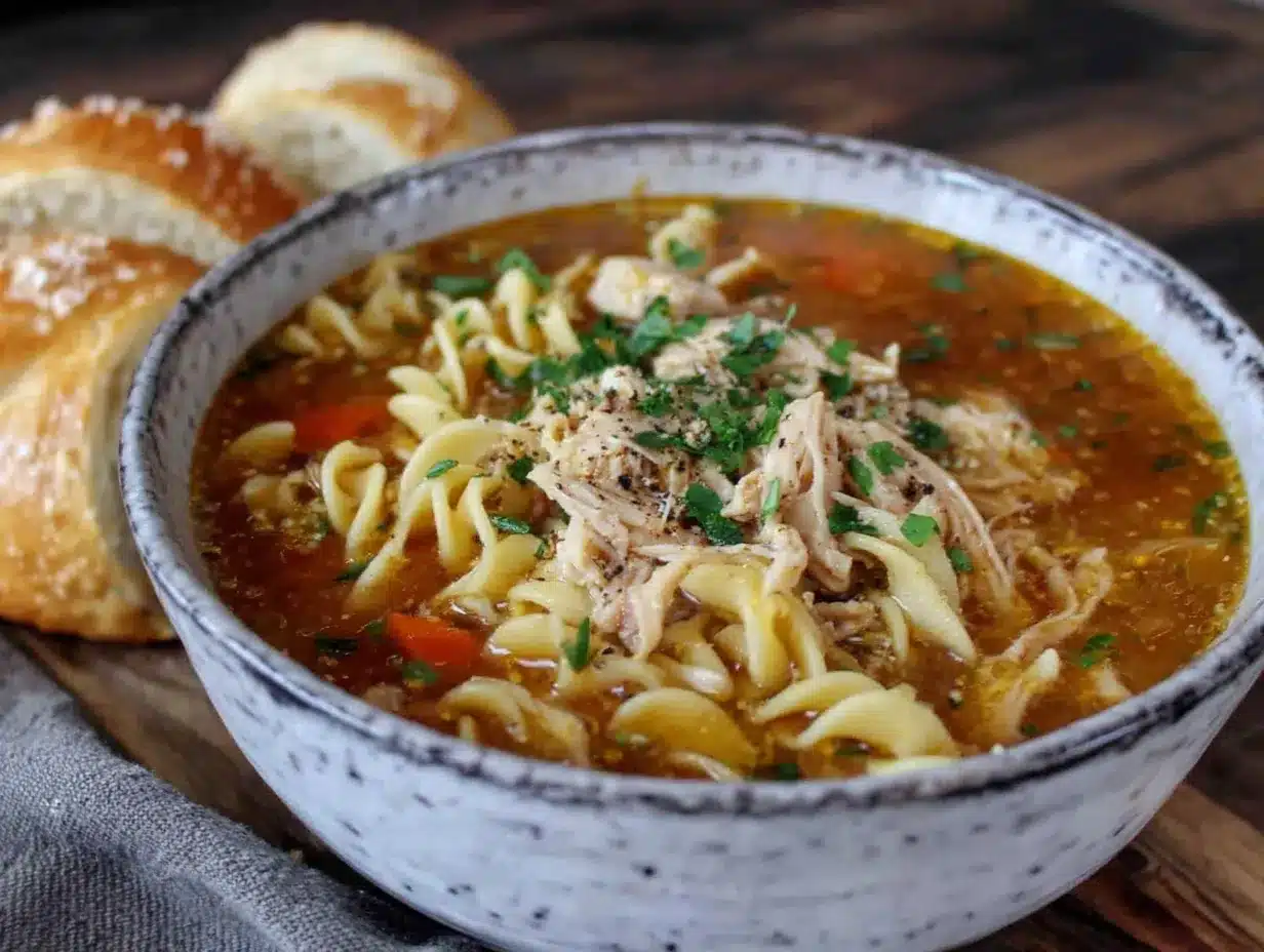 cozy rotisserie chicken noodle soup preparation steps