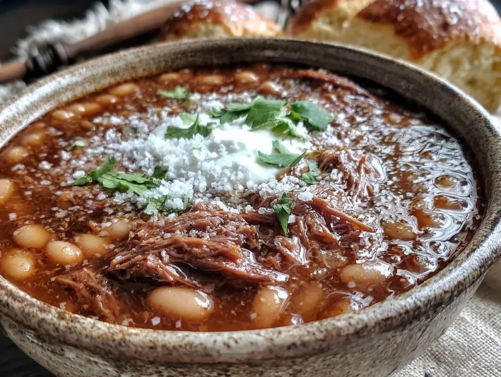 cozy slow cooker turkey chili with white beans - featured image