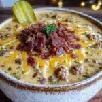 creamy cheeseburger potato soup - featured image