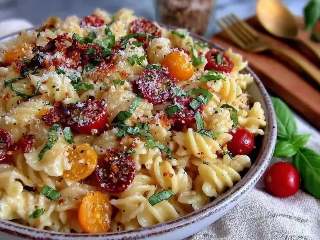 creamy cheesy pasta salad - featured image