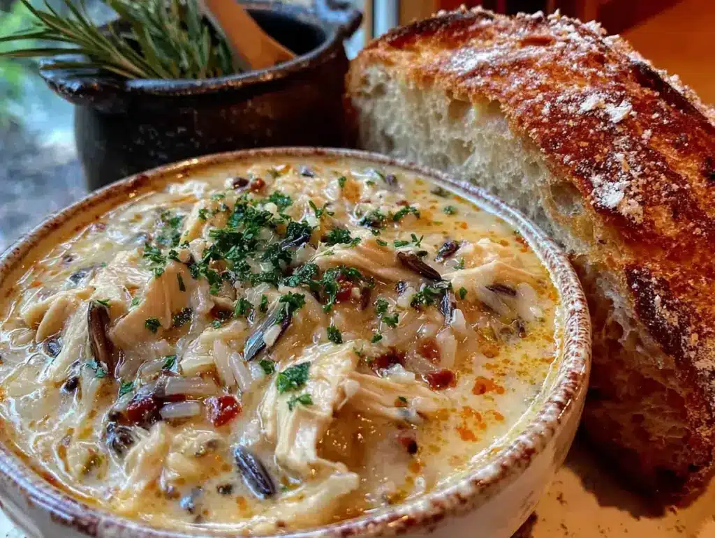 creamy chicken and wild rice soup - featured image
