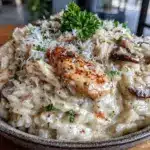 creamy crockpot chicken and rice - featured image