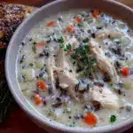 creamy crockpot chicken wild rice soup - featured image