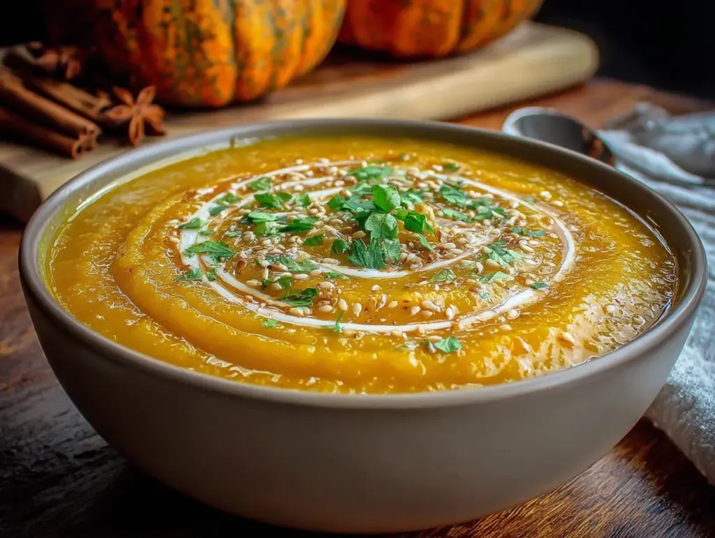 creamy ginger coconut kabocha squash soup - featured image