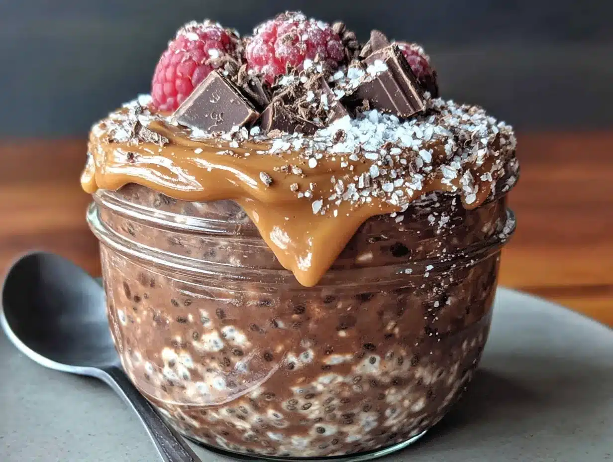 creamy high-fiber chocolate chia overnight oats preparation steps