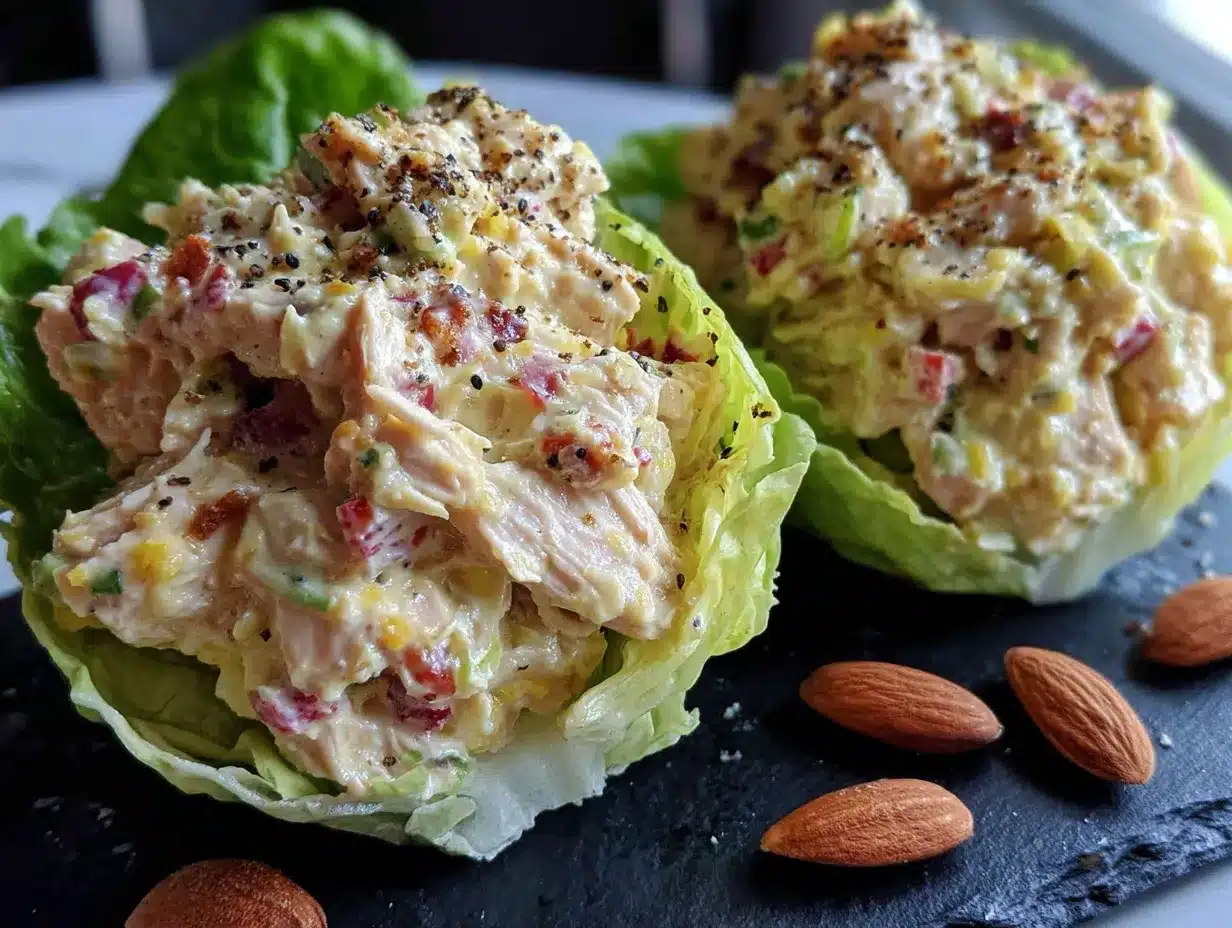 creamy high-protein chicken salad lettuce wraps preparation steps