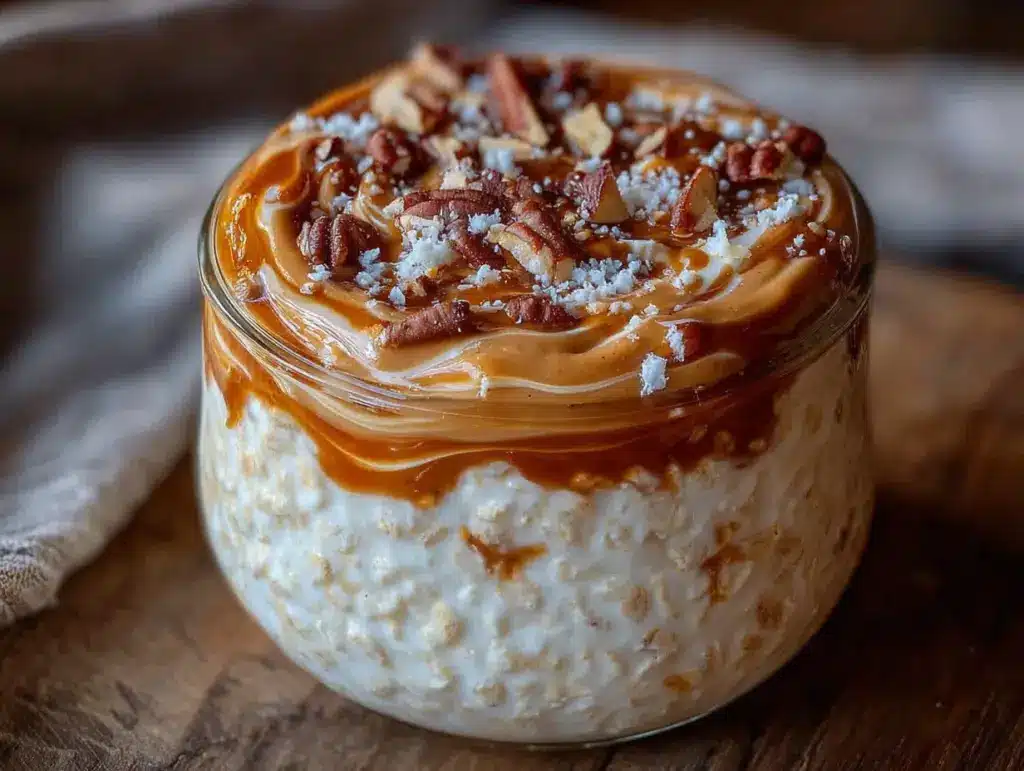 creamy peanut butter overnight oats - featured image