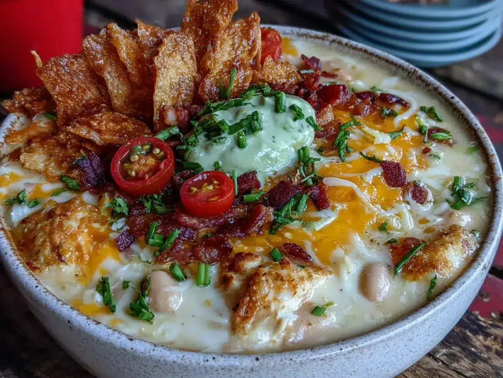 creamy slow cooker white chicken chili - featured image