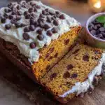 creamy swirled pumpkin chocolate chip bread - featured image
