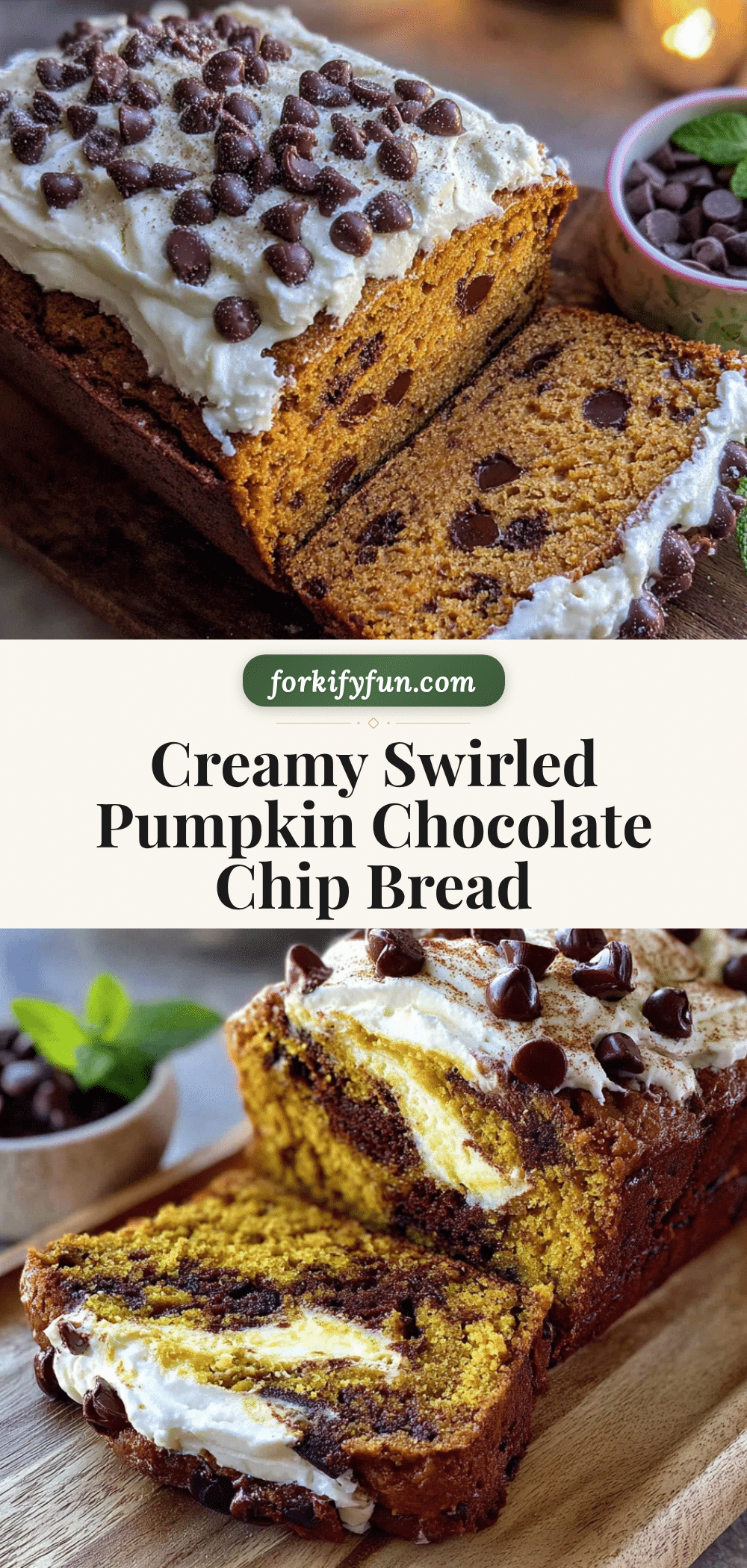 creamy swirled pumpkin chocolate chip bread recipe