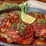 crispy baked lemon herb chicken thighs - featured image