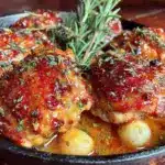 crispy garlic butter chicken thighs - featured image