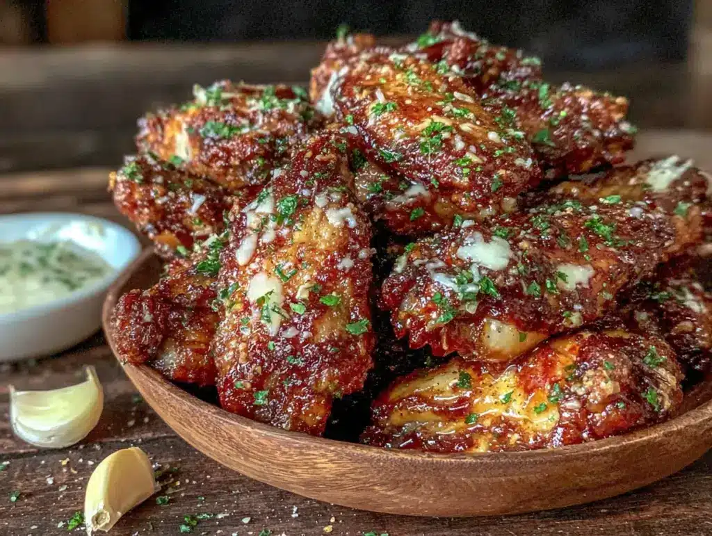 crispy parmesan garlic tailgate wings - featured image