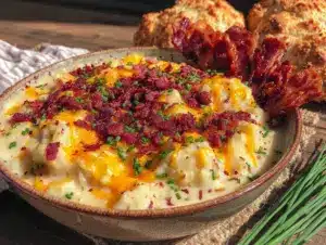 crockpot potato soup with bacon and cheddar - featured image