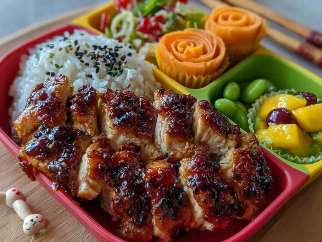 easy bento box chicken teriyaki lunch for kids - featured image