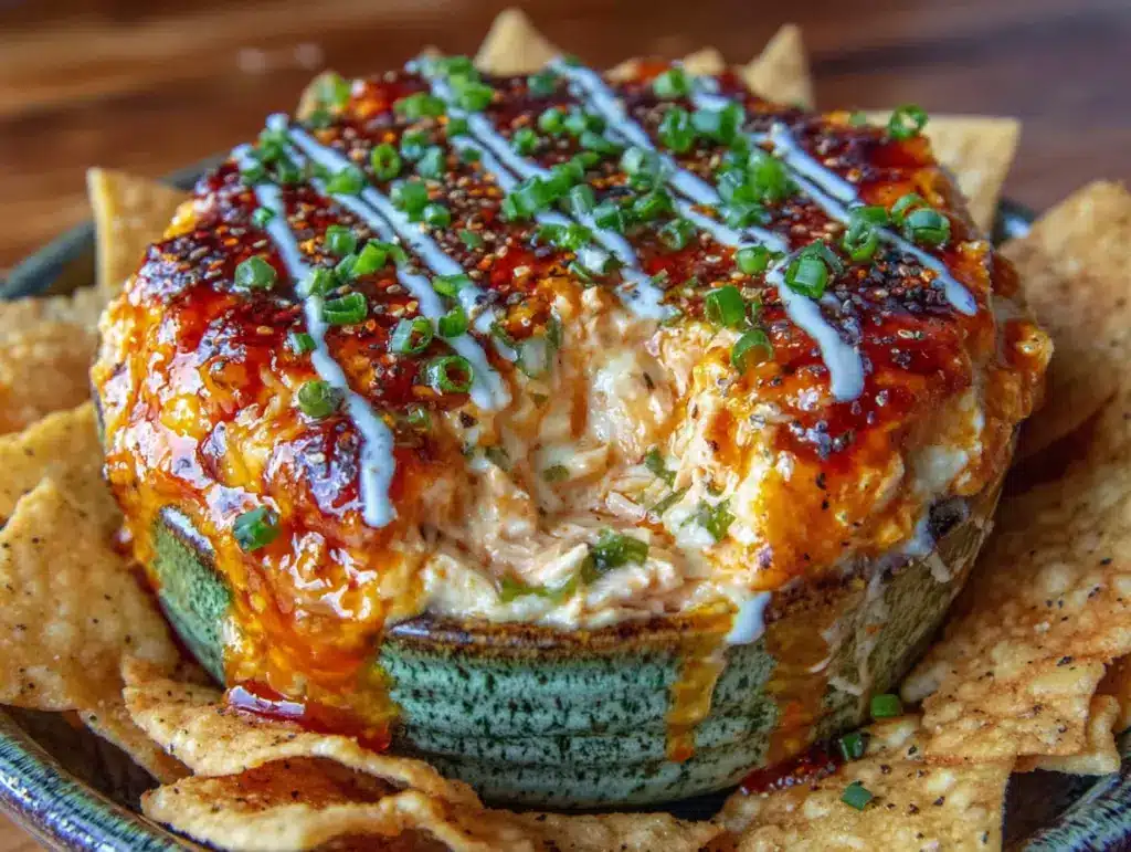 easy crockpot buffalo chicken dip with cream cheese - featured image