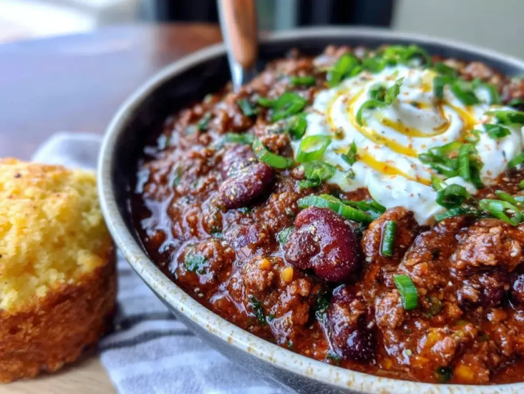 easy crockpot chili with ground beef - featured image