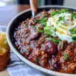easy crockpot chili with ground beef - featured image