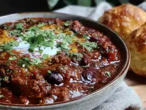 easy crockpot chili with ground beef and black beans - featured image
