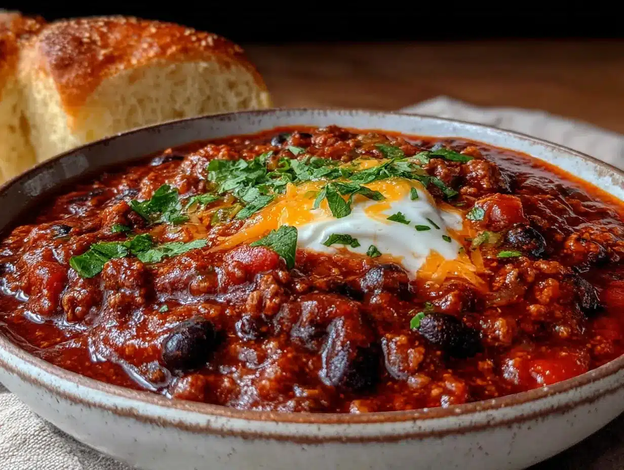 easy crockpot chili with ground beef and black beans preparation steps