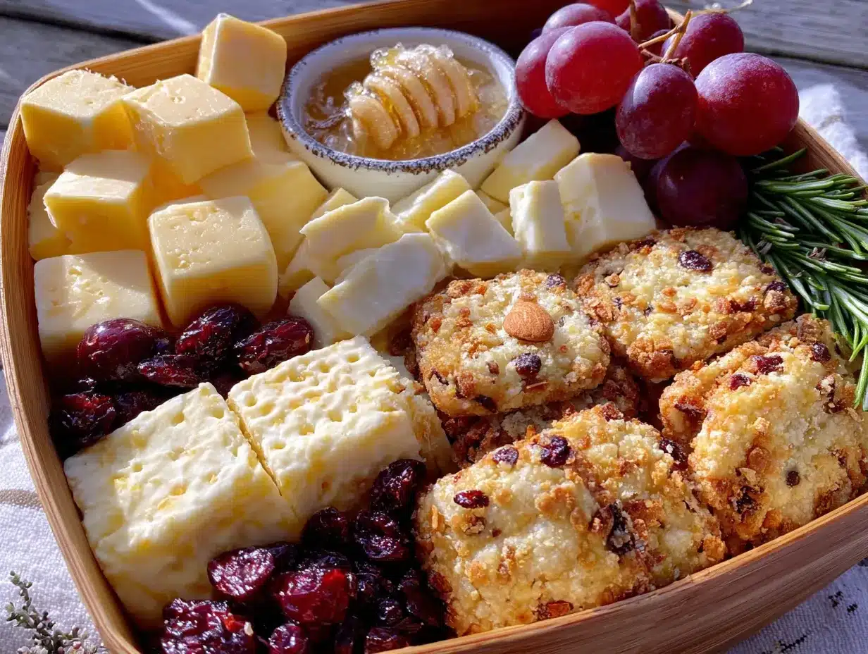 easy homemade bento box with cheese and crackers preparation steps