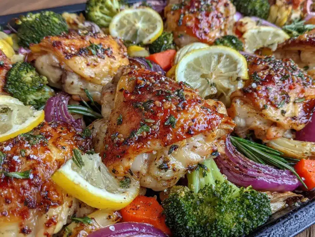 easy sheet pan lemon herb chicken and vegetables - featured image