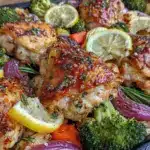 easy sheet pan lemon herb chicken and vegetables - featured image