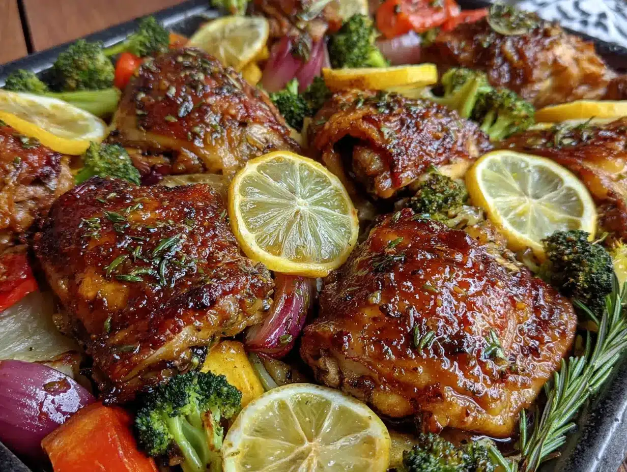 easy sheet pan lemon herb chicken and vegetables preparation steps