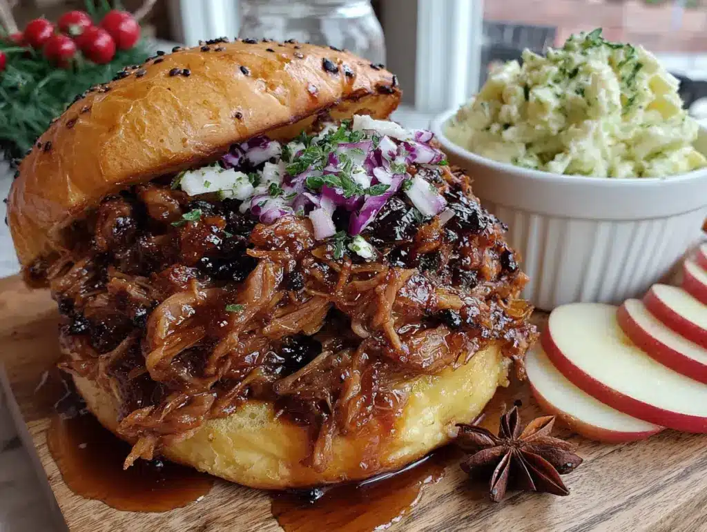 easy slow cooker apple cider pulled pork sliders - featured image