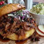 easy slow cooker apple cider pulled pork sliders - featured image