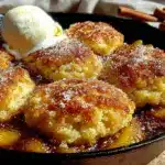 fresh peach cobbler with brown sugar biscuits - featured image