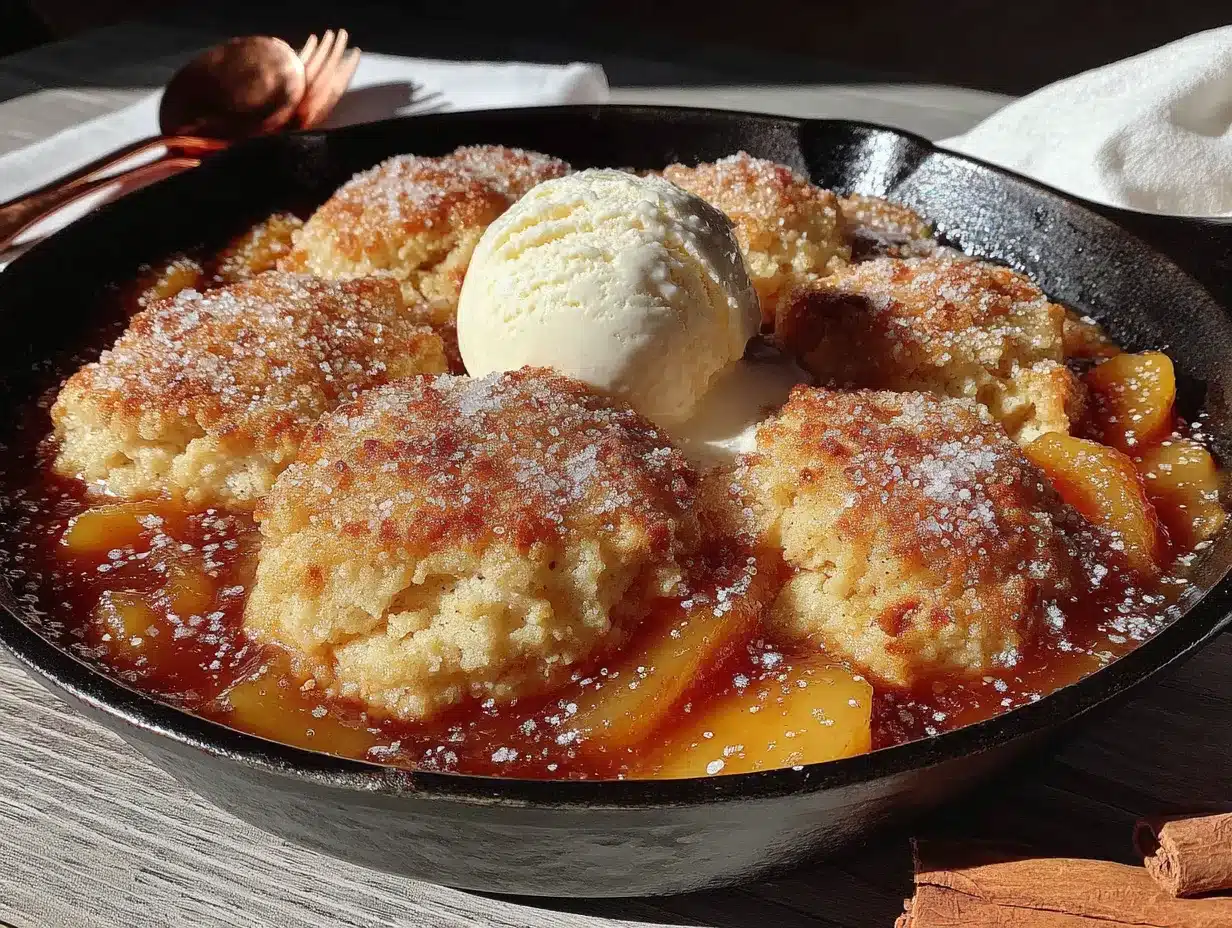 fresh peach cobbler with brown sugar biscuits preparation steps