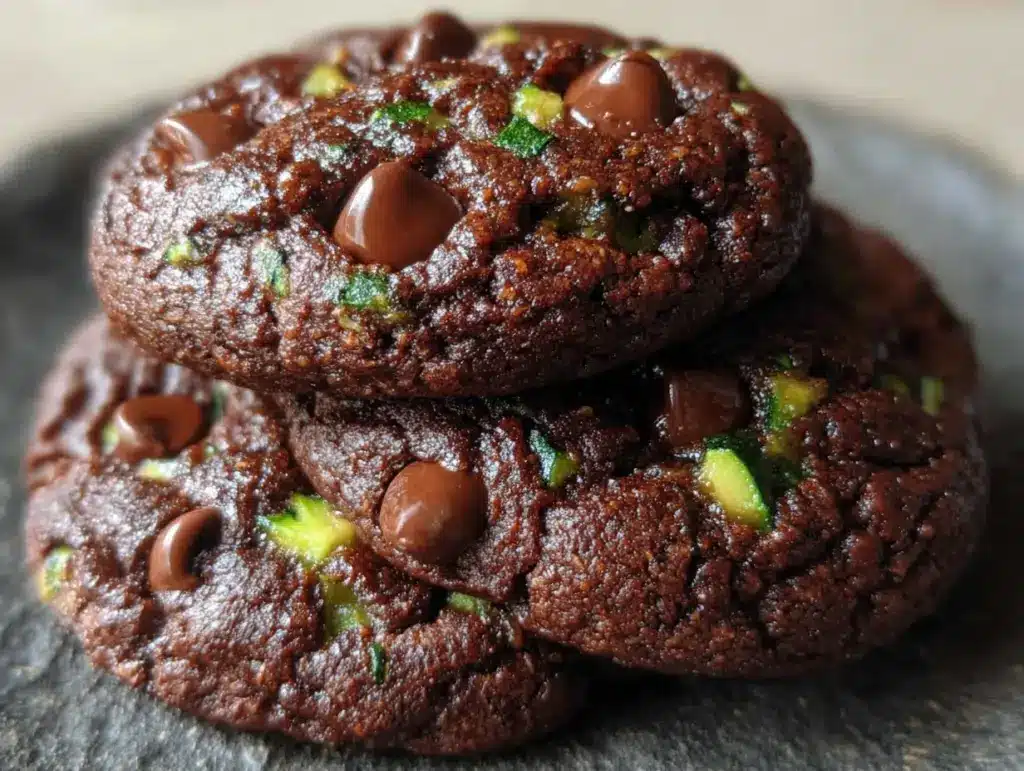 fudgy double chocolate zucchini cookies - featured image