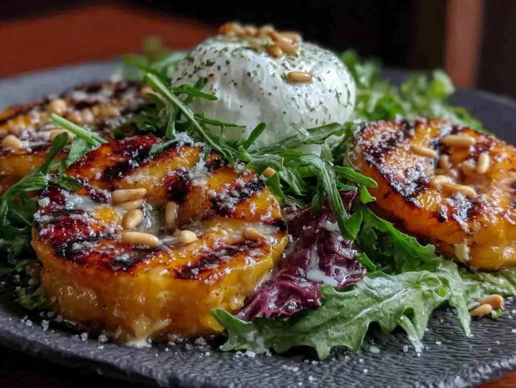 grilled peach burrata salad - featured image