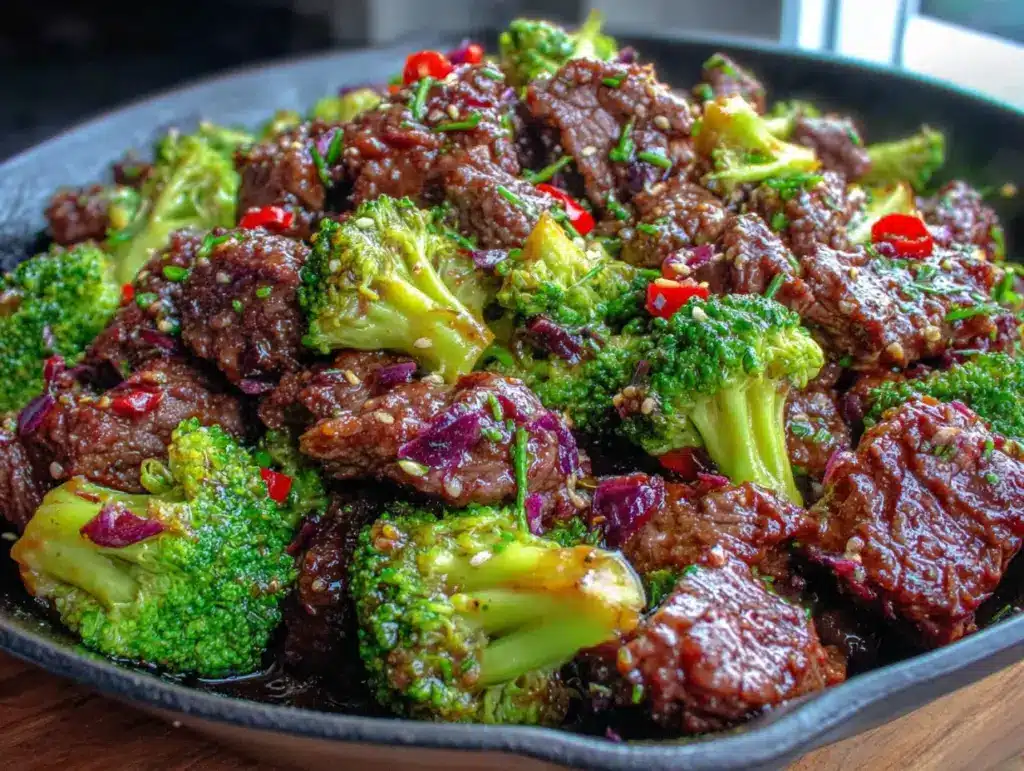 ground beef and broccoli skillet - featured image