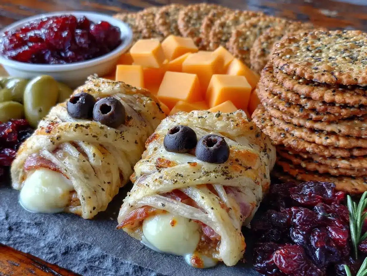 Halloween Mummy Charcuterie Board preparation steps