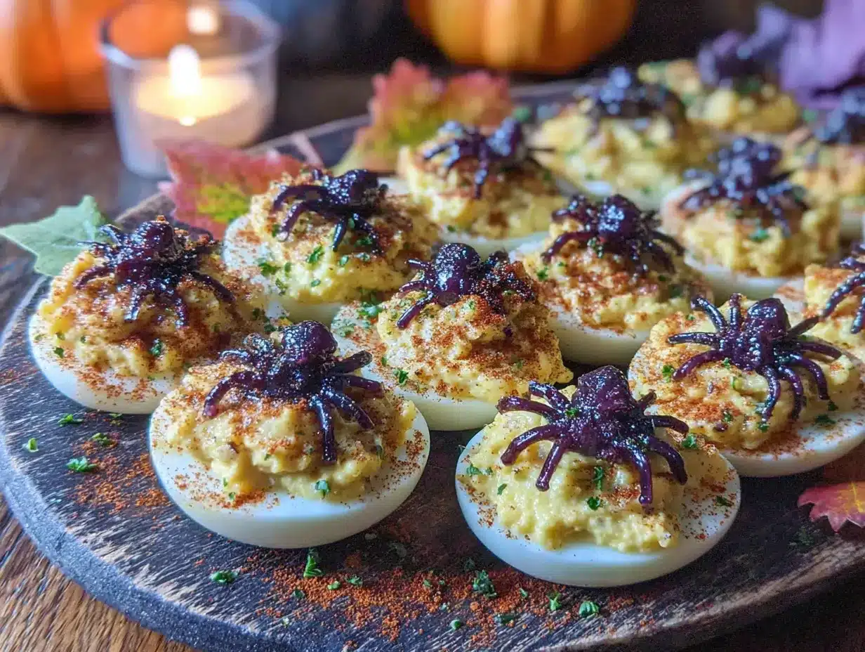 healthy Halloween deviled eggs preparation steps