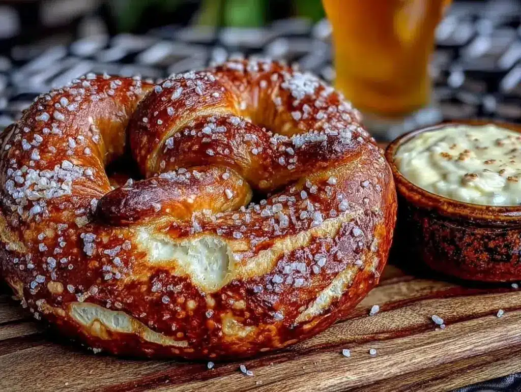 homemade soft pretzels with easy beer cheese dip - featured image